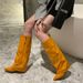 2022 Niche Internet Celebrity Wedge High Heel Long Black Over-the-Knee Slim Pants Tube Straight Pointed Toe Riding Boots_vogvips.com