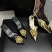 2025 Spring New Fashion Style Metal Camellia Pointed Stiletto High Heels Closed Toe Mules Women's Shoes_vogvips.com