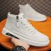 European Warm Series High-top Winter Fleece-lined Warm Cotton Men's Casual Shoes Black Leather Mid-top Martin Boots_vogvips.com