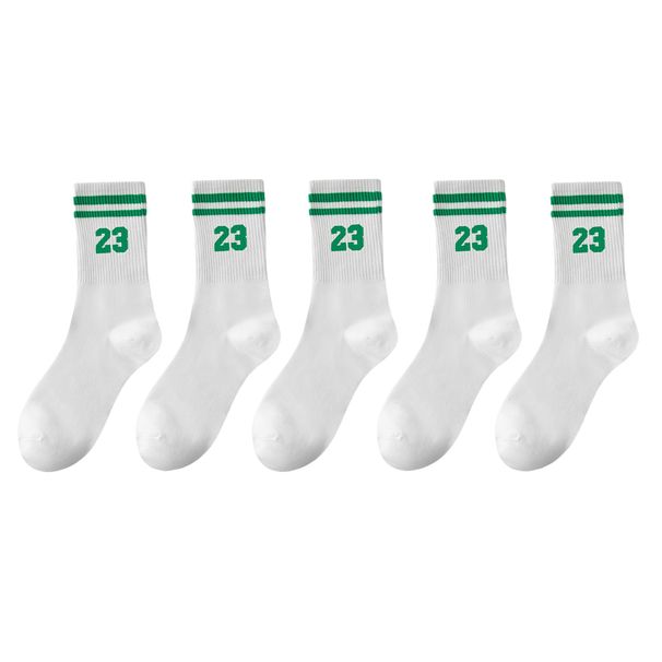 5/10/20 Pairs Men's Crew Socks, Number 23 Stripe Design, Anti-odor And Sweat Absorbent, Casual & Stylish_vogvips.com