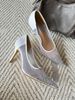 2026 Summer New White Mesh Pointed-Toe Heels With Gradient Crystal Embellishment, Elegant Bridal & Evening Wear_vogvips.com