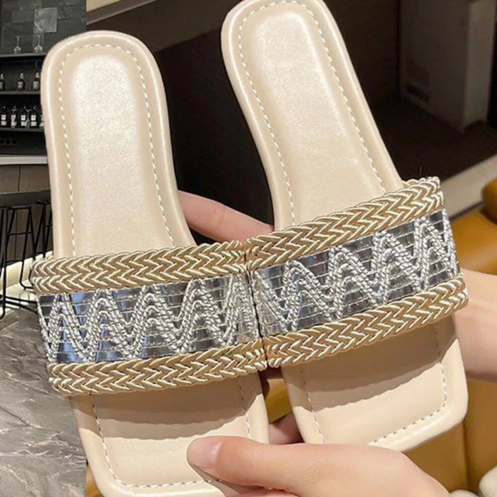 Style Fisherman Ethnic Sandals For Women To Wear In Summer, Size 41-43 Large Grass Woven Sweat Absorbing Flat Bottomed_vogvips.com