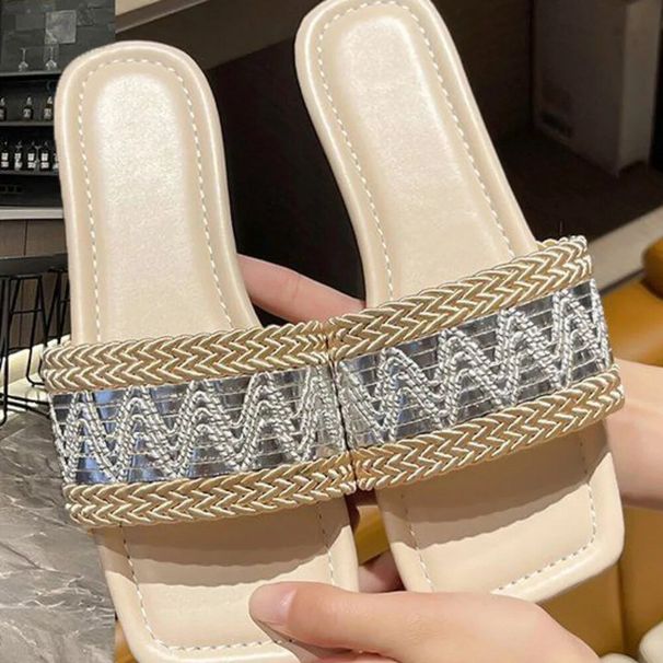 Style Fisherman Ethnic Sandals For Women To Wear In Summer, Size 41-43 Large Grass Woven Sweat Absorbing Flat Bottomed_vogvips.com