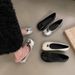 Sheepskin Soft Sole Pig's Hoof Split Toe Women Genuine Shallow Mouth Flat Single Not Tiring Feet Fairy Style Mary Jane_vogvips.com