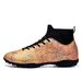 Soccer Shoes High tops long spikes gold camouflage professional shoes_vogvips.com
