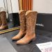 Vintage Embroidery Genuine Leather Western Cowboy For Women 2023 Autumn New Pointed Toe Chunky Heel Slip-On Versatile_vogvips.com