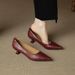 French Style Small Cat Pointed Toe Red Single Shoes For Women 2025 Spring And Autumn Season Elegant Black Commuting Thin_vogvips.com