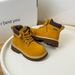 Unisex Kids' Mid-Calf Yellow Martin Boots - Breathable & Slip-Resistant Rubber Sole For Boys & Girls (Sizes 26-37)_vogvips.com