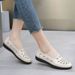 Summer Middle-aged And Elderly Hollow Breathable Leather Women Comfortable Soft Sole Clogs Non-slip Shoes For Mothers_vogvips.com