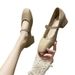 French Mary Jane Women's Mid 2025 Spring Autumn New Style Square Toe Small Leather Shoes With A Buckle And Thick Heel,_vogvips.com