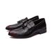 Euro Step Plus Size Hairstylist Tassel Leather Shoes Men's Fashion Pointed Toe British Crocodile Pattern Brogue Casual Loafers Men_vogvips.com