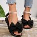 Elegant Pearl Chain Ankle Strap Women Summer 2026 Sweet Lace Up Bowknot Flat Heel Sandals Woman's Designer Beach Shoes_vogvips.com