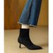 Women's High-heeled Ankle Boots With Thin Heels, 2025 New Model, Pointed Toe Chelsea Boots, French Suede Coffee-colored Women's Mi_vogvips.com