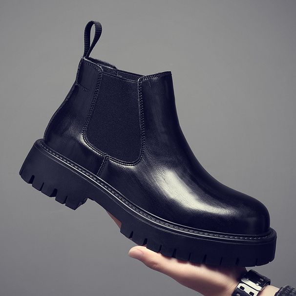 Chelsea Boots Men's Breathable High-top Shoes Wind One-pedal Martin Boots Men's Boots Men's Cigarette Boots_vogvips.com