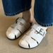 Korean Fashion Thick-Soled Height-Increasing Closed-Toe Mules For Women Retro Hollow Belt Buckle_vogvips.com