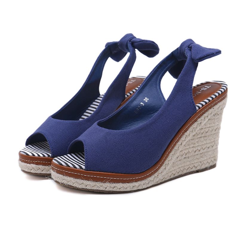 Women’s Shoes Spring And Summer New Roman Style Wedge Heel Women's Sandals Fish Mouth Back Strap Women's Shoes Foreign Trade Large Size Sandals Flat_vogvips.com