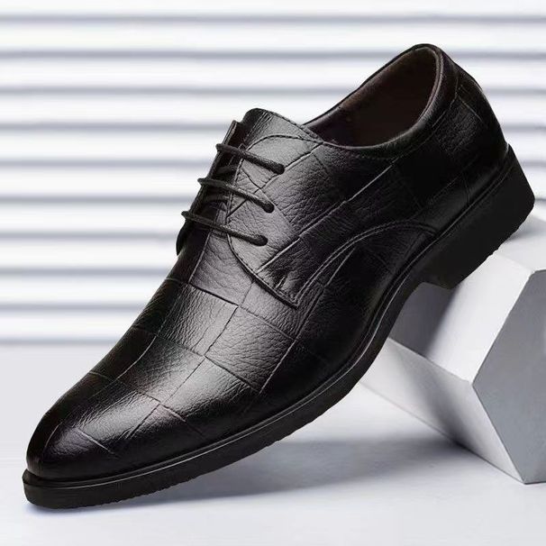 New Checkered Suit Business Leather Formal Men's Trendy Versatile Casual Work Groomsman Wedding Shoes Men_vogvips.com