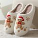 Christmas Women Slippers Cute Gingerbread Winter Warm Slides Couple Houseshoes Men Bedroom Flat Soft Sole Home Shoes For_vogvips.com