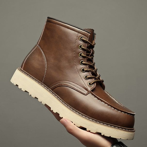 Madden Men's Shoes American Retro Tooling Boots High-top Leather Short Boots Medium-top Martin Boots_vogvips.com