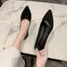 Flat Black Work Shoes Women's Leather Shoes Pointed And Comfortable Professional Shallow Mouth Low Heel Work Shoes_vogvips.com