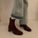 Women Boots High Heel Korean Version Simple Design Square Toe Fashion Shoes Free Shipping_vogvips.com