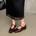 Cameido French Mary Jane Ballet Flats Simple Square Toe Single Buckle Women Shoes Spring_vogvips.com