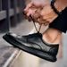 Euro Step First Layer Cowhide Men Genuine Business Brogue British Wedding Leather Soft Sole Formal Derby Men's Shoes_vogvips.com