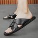 Handmade Leather Slippers For 2025 New Beach Summer Walking Shoes Slip On Light Male Flats Men Flip-flops Outdoor Half_vogvips.com