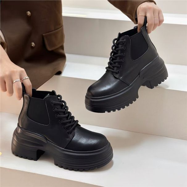 Guangzhou Genuine Leather Women's Martin 2025 Autumn And Winter New 7Cm New Thick-Soled Mid-Top Short Boots_vogvips.com