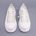 Simple White Thick-soled Canvas Shoes, Breathable Material, Soft And Elastic Outsole, Unisex_vogvips.com