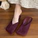 Velvet Slip-On Mules For Women - Square Toe Soft Sole Loafers, Casual Comfortable House Shoes For Spring & Fall_vogvips.com