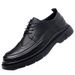 Euro Step Men's Leather Casual Shoes Autumn Brogue Thick Sole British Style Business Formal Trendy Lace-up_vogvips.com