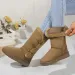 Women Snow Winter Mid-calf Warm Cotton Shoes Fashion Solid Color Button Ladies Brown Long Boots Plus Size 41 240830_vogvips.com