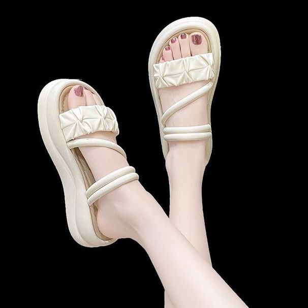 Trendy Women's Outdoor Slippers 2026 New Model, Fashionable Thick-soled Height-increasing Slide Sandals, Non-slip,_vogvips.com