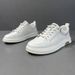 2025 Autumn New Genuine Leather White And Versatile Flat Casual Board Men's One Step Trendy Shoes_vogvips.com