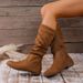 Cross-Border Plus Size Mid-Calf Martin For Women, Autumn And Winter New Side Zipper Pleated Slouch Boots, Women's_vogvips.com