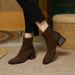 Retro Commuting Style~New Women's Ankle Boots With Matte Finish And Chunky Heel_vogvips.com