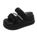Platform Trendy Summer Women's Round Toe Fairy Style One-Strap Sandals Fashionable Rhinestone Wedge Slippers_vogvips.com