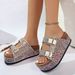 Women's plus Size Flip Flops Rhinestone European American Style Sandals Summer Soft Sole Belt Buckle Slippers_vogvips.com
