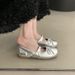 Women's Flat Shallow , New Autumn 2025 Model, Soft-soled Loafers To Match Skirts Silver JK Mary Jane Small Leather_vogvips.com