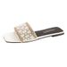 Women's Plus Size Sandals, New Summer Style, Korean Fashion, Rhinestone, Square Toe, Flat Sandals._vogvips.com