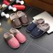 PU Leather Cotton Men, Waterproof Thick Sole, Warm Indoor Couple Winter, Home Slippers For Women, Autumn And Winter_vogvips.com