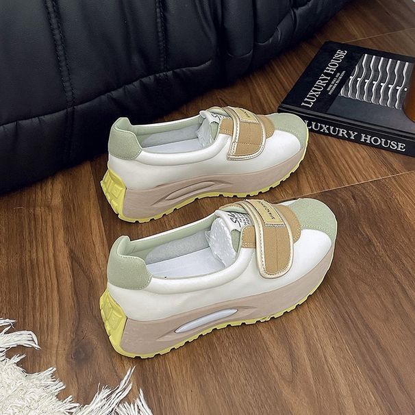Thick-soled Heightening Single Shoes Women's Heightening Breathable Velcro Sports And Leisure Shoes_vogvips.com