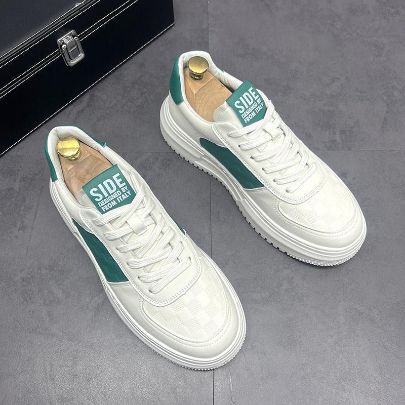 2025v High-Quality Men's Thick-Soled White Sneakers 2024 Spring New Breathable Versatile Sports Casual Shoes For Men_vogvips.com