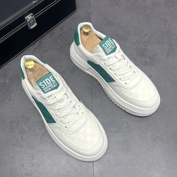 2025v High-Quality Men's Thick-Soled White Sneakers 2024 Spring New Breathable Versatile Sports Casual Shoes For Men_vogvips.com