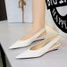 6600 European And American Style Fashion Retro Low-heeled Women's Shoes, Pointed Toe, V-cut, Shallow Wedge Heel, Back_vogvips.com
