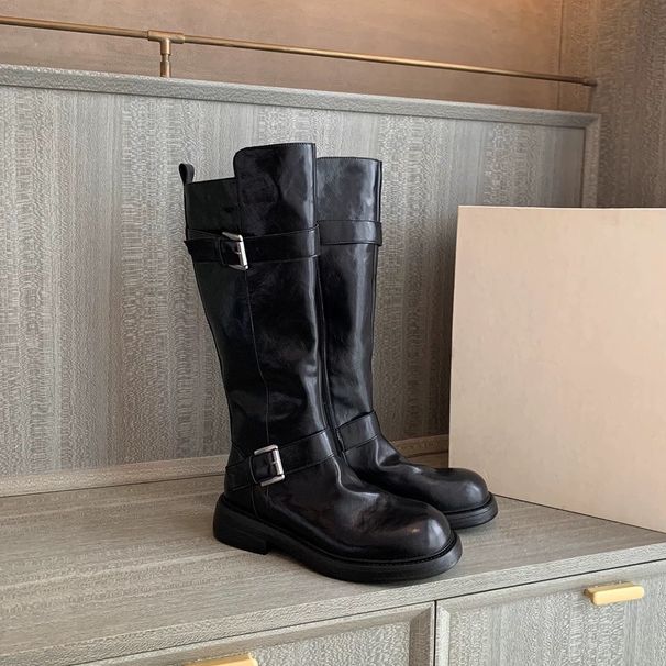 Thick-soled Mid-calf Ankle Boots For Women, 2026 New Style Non-knee-length Motorcycle Rider Boots_vogvips.com