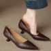 French Retro Wine-red Pointed-toe Shallow Toe Single Shoe Minimalist 6cm Small Heel High Heels For Women With Thin Heels_vogvips.com
