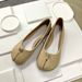 Mirror Toe Split Women's Flat Shoes - Genuine Leather Round Toe Slip-Ons For Casual & Dressy Outfits (Silver, Beige, Black)_vogvips.com