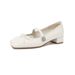 Cameido Women's Mary Jane Shoes With Bow Round Toe Wrinkled Design Full Leather Spring 2026 Chunky Heel_vogvips.com